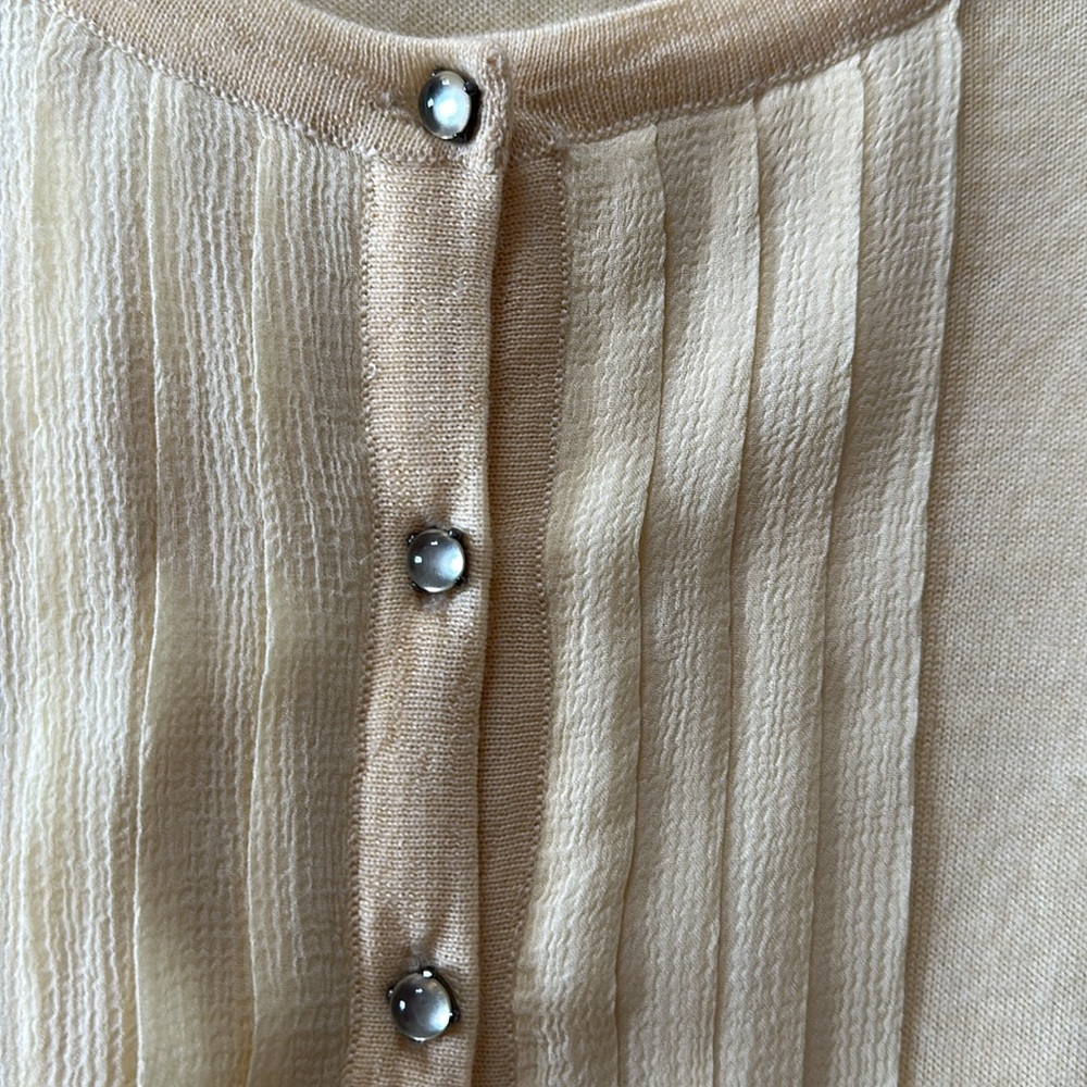 Talbots Pale Yellow Merino Cardigan XS - Picture 5 of 6